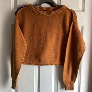 Free People XS Cropped Rust Knit Sweater - Women